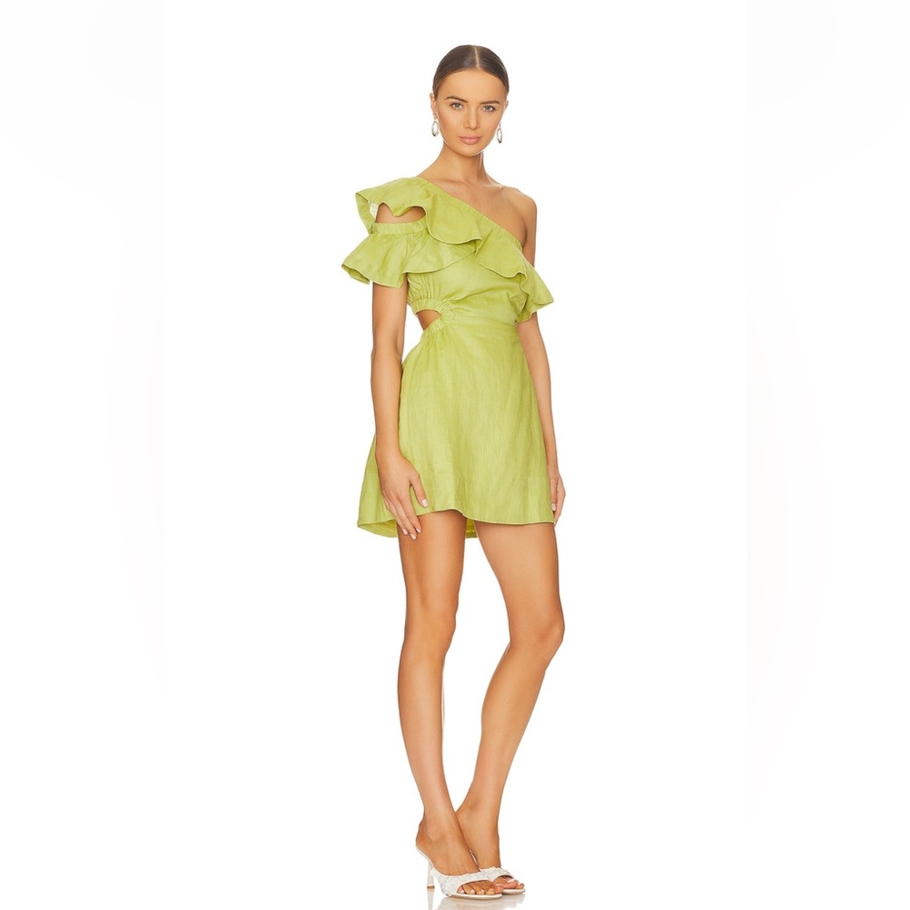 Green mini dress with open back
